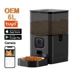 OEM 6L Automatic Pet Feeder With Camera Tuya App Control 2way Audio Cat Dog Dry Food Dispenser Wifi Smart Pet Feeder With Camera