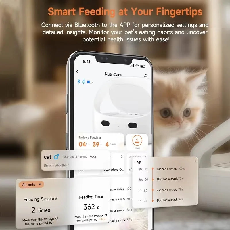 Smart Pet Feeder Automatic Cat Feeder With WIFI App Control Sensor Recognition Accurate Pet Food Dispenser Anti-snatch Feeder