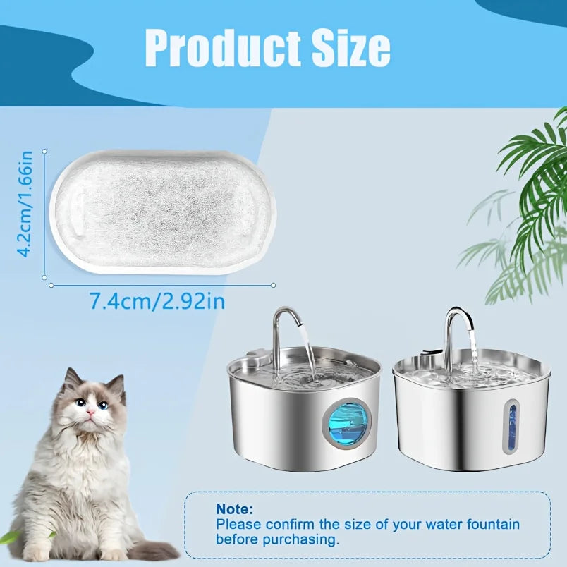 12pcs Pet Water Dispenser Filters for 3.2L//2L Stainless Steel Cat Water Fountain Replacement Filter with Resin Activated Carbon