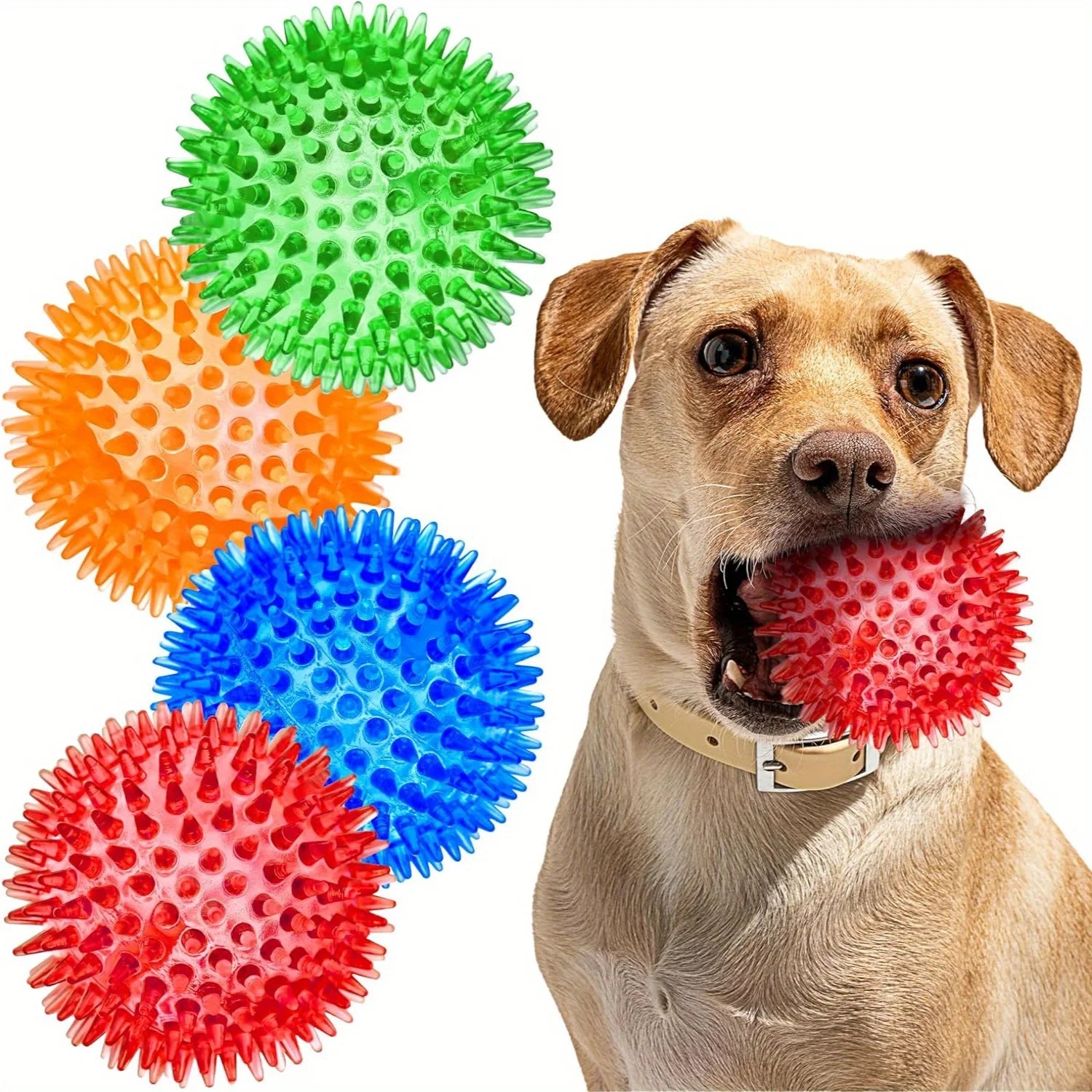 Large Spiky Dog Balls Dog Chew Toys for Aggressive Chewers Teething Puppies and Clean Teeth Interactive Squeaky Toy for Training