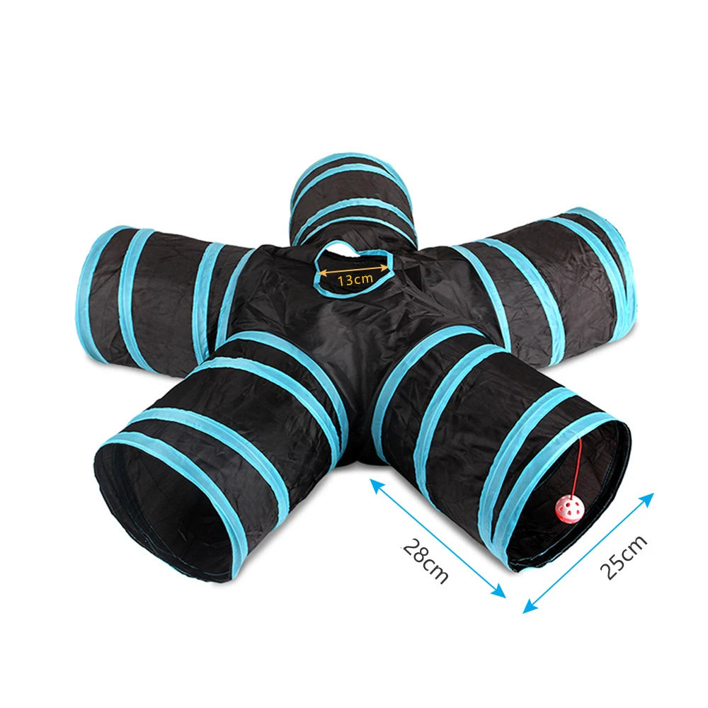 Interactive Eco-Friendly Cloth Cat Tunnel Toy 2/3/4/5 Tube Tunnels Extensible Collapsible Cat Play Tent Kitty Rabbit Small