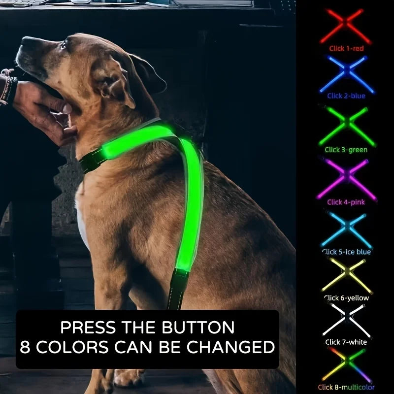 8 Colors LED Pet Vest Rechargeable - Keep Your Dog Safe and Visible at Night with Flashing Lights Suitable for Medium Large Dogs