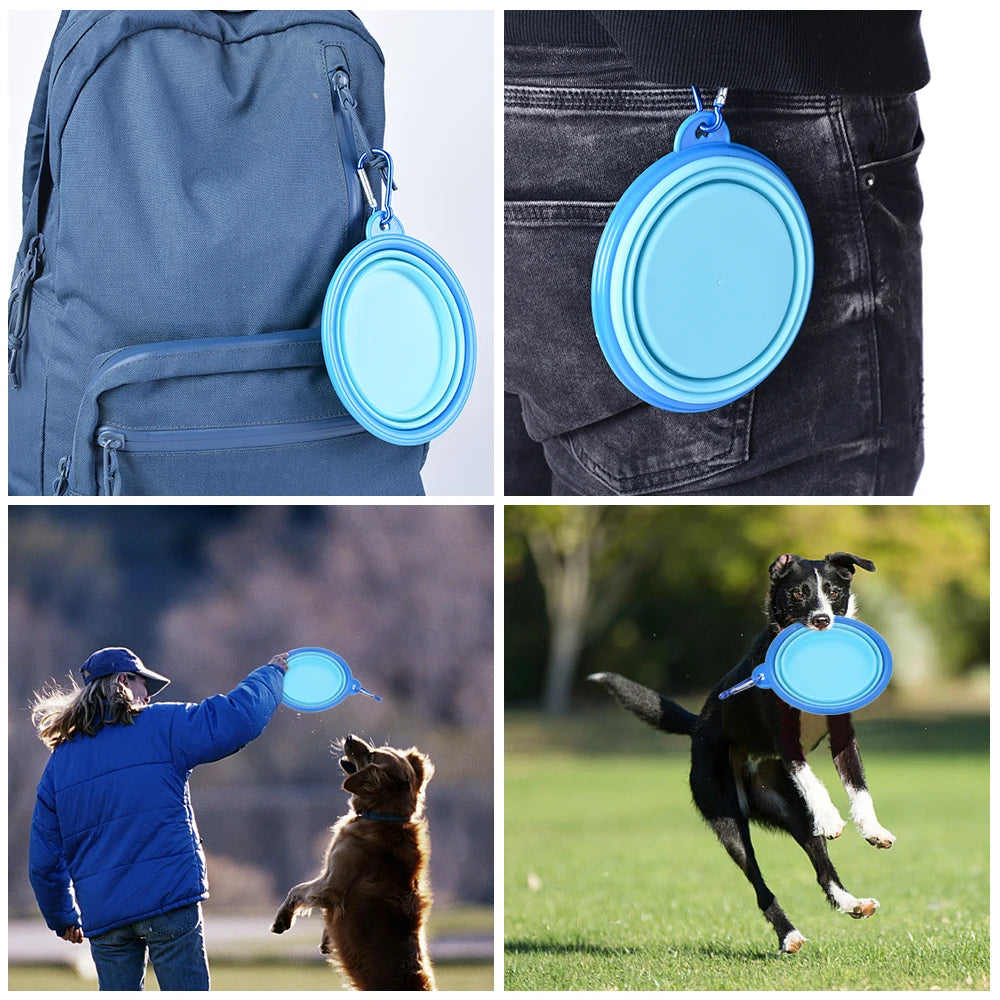 Large 1000ml Collapsible Silicone Pet Bowl Portable Outdoor Travel Dog Cat Food Container Feeder Dish Durable Plastic Puppy Bowl