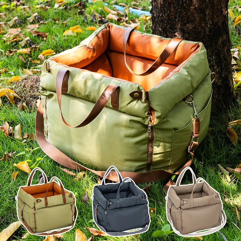 Luxury Faux Leather Dog Beds with Safety Buckles Customizable OEM Pet Booster Dog Car Seat for Cats & Dogs Custom LOGO