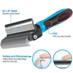 2 Sided Stainless Steel Pet Hair Remover Brush Comb for Dog Deshedding Mats & Tangles Grooming Tool