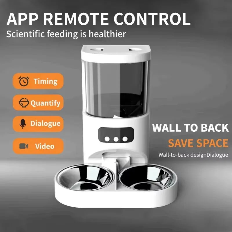 OEM 4L Smart WIFI APP Control Automatic Cat Feeder with Camera Smart Cat Feeder Stainless Steel Bowls Pet Feeder HD Pixel