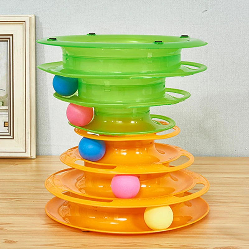 3-Level Interactive Plastic Cat Toy Pet Training Roller Amusement Plate Balls Puzzle Mental Physical Exercise Sustainable