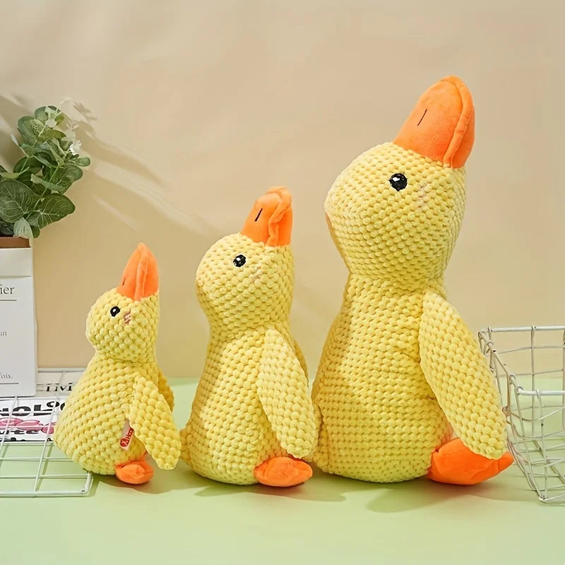Plush Duck Shape Dog Squeaky Toy Bite-Resistant Soft Chew Toy for Medium to Small Breeds with Interactive Sound Dog Training Toy