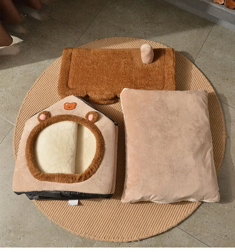 Cozy Warm Cat Bed House Contemporary Sponge Cat House Removable and Washable Pet Cave Soft Comfortable Dog Nest Shelter