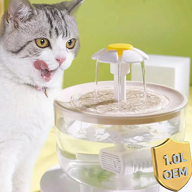 1L Mini Constant Temperature Heating USB Wood Texture Automatic Cat Water Fountain Pet Water Dispenser