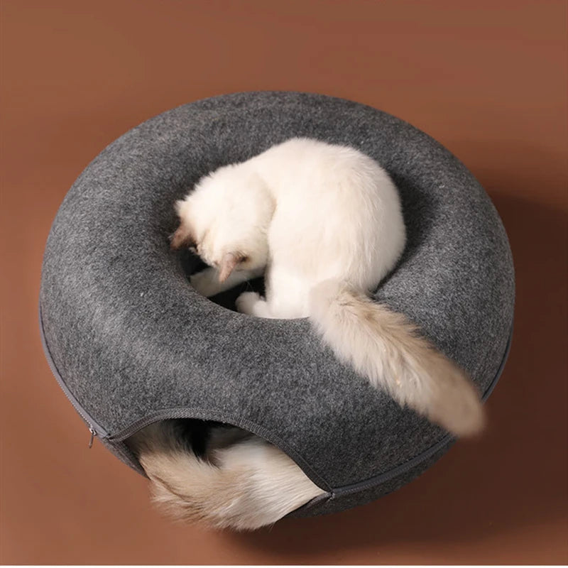 Cats House Basket Natural Felt Pet Toy Cat Tunnel Cave Beds Nest Funny Round Egg-Type with Mat for Small Dogs Puppy Pet Supplies