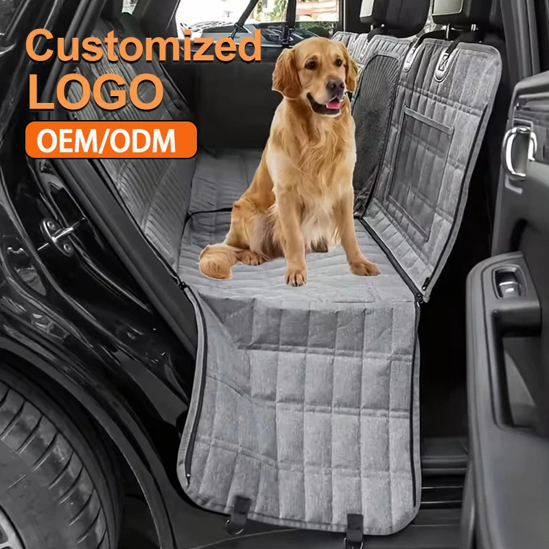 Detachable Waterproof Dog Car Seat Cover with Side Pocket Durable Fabric Pet Vehicle Pet Car Seat Cover Dog Bed