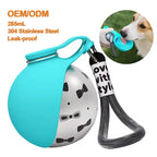 285ml Portable Dog Water Bottle Outdoor Dog Water Dispenser Pet Water Bottle Leak-Proof Foldable Stainless Steel Pet Supply OEM