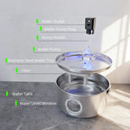 12L Large Dog Water Fountain Stainless Steel 4000mah Wireless Quiet Pet Cat Water Fountain with Motion Sensor for Multi Dogs Cat
