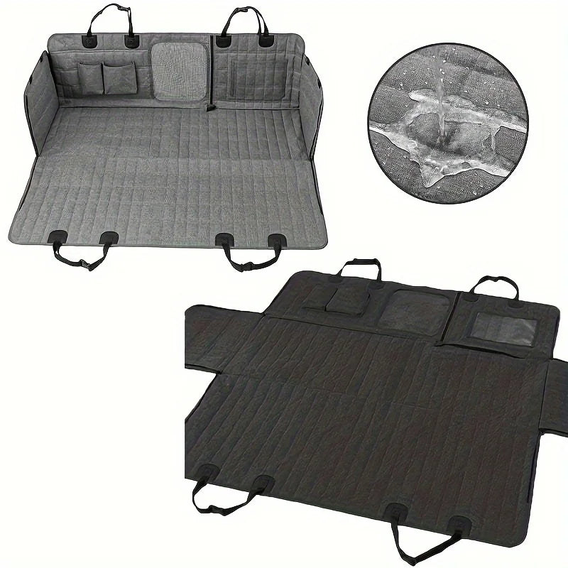 Detachable Waterproof Dog Car Seat Cover with Side Pocket Durable Fabric Pet Vehicle Pet Car Seat Cover Dog Bed