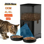 2026 New 4L/6L OEM Dual Bowls Automatic Cat Feeder with Camera TUYA APP Smart Pet Feeder Stainless Steel Bowl  for Muti Dogs Cat