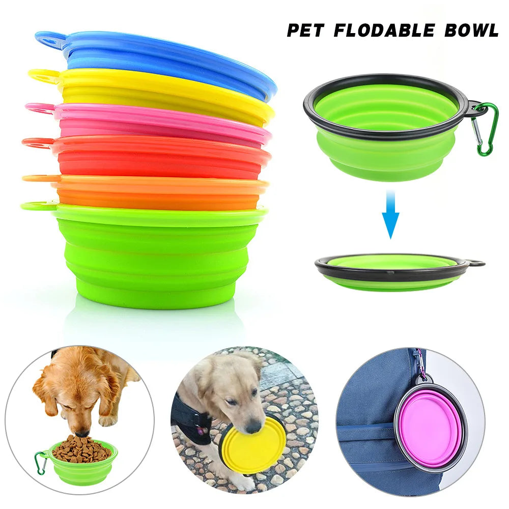 Large 1000ml Collapsible Silicone Pet Bowl Portable Outdoor Travel Dog Cat Food Container Feeder Dish Durable Plastic Puppy Bowl
