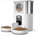 5L Automatic Cat Feeders for Two Cats Stainless Steel 2 Bowls Pet Feeder for Cats Dogs Timed Cat Feeder Pet Dry Food Dispenser