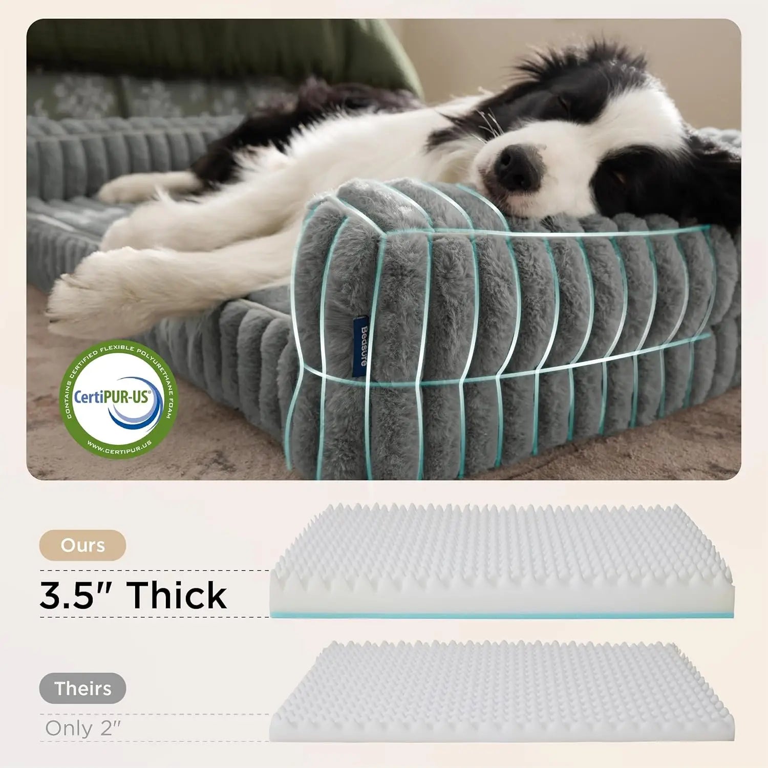 Orthopedic Pet Bed for Large Sized Dogs Waterproof Memory Foam with Removable Egg-Crate Foam Non-Slip Bottom Pet Couch Sofa