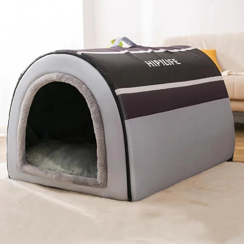 Plush Large Oversized Dog Kennel Modern Four Seasons Pet House with Removable Winter Cover for Golden Dogs in Summer Winter