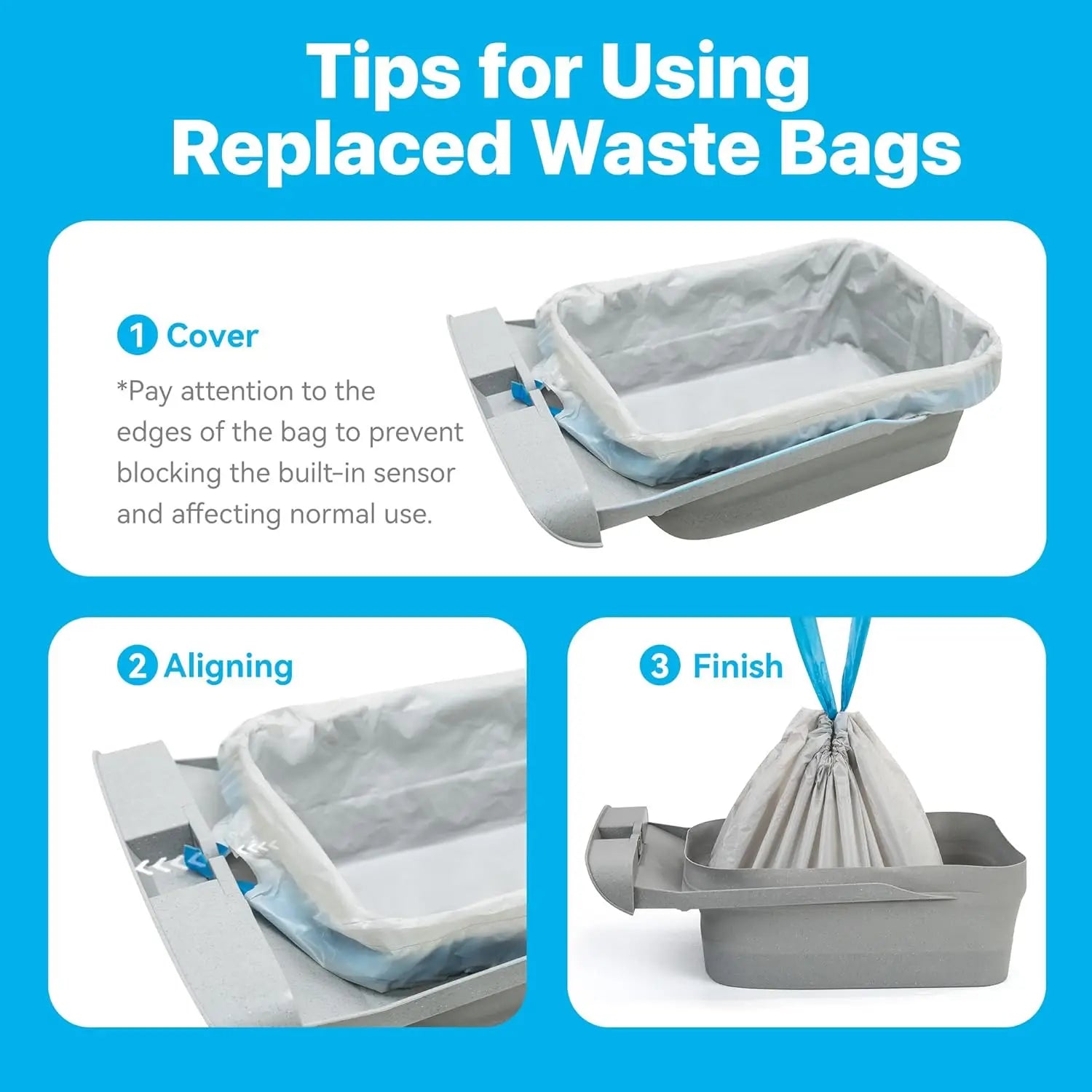 2 Rolls Replaced Open-Top Self-Cleaning Cat Litter Box Poop Bags M1 Automatic Cat Litter Box Receptacles Easy Clean Feature