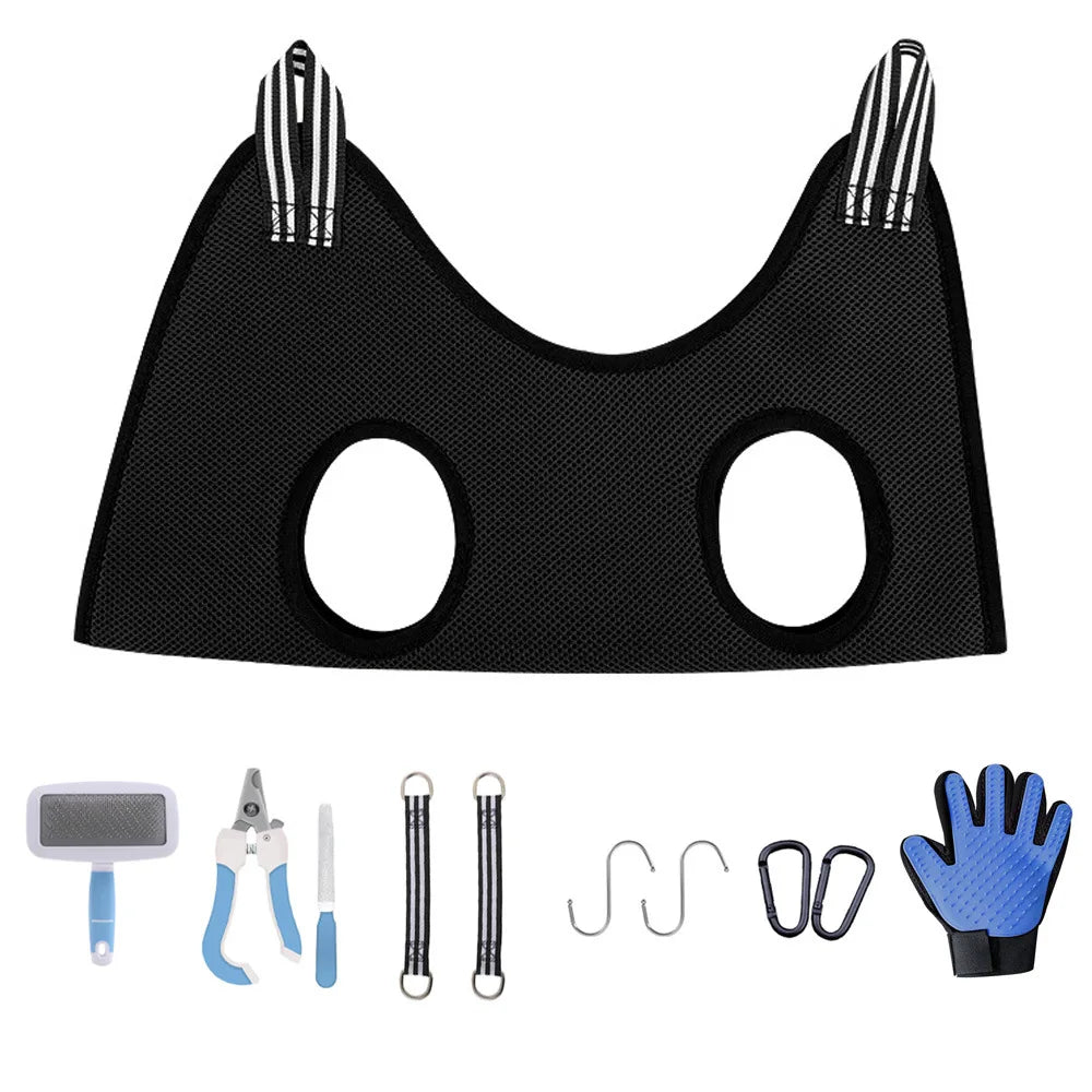 Pet Hammock Grooming Tools Cutting Nails Drying Hair 3D Air Mesh Cat Dog Pet Shop Accessories Pruning Set Comb Pet Nail Scissors