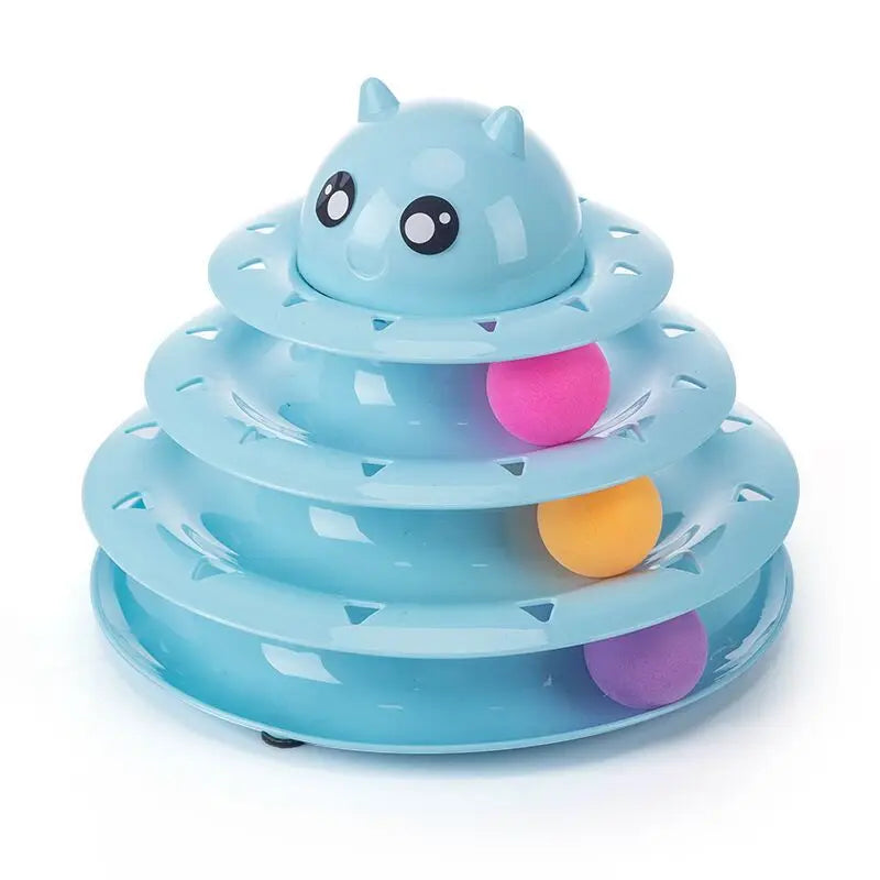3-Level Interactive Cat Toy with Moving Balls Circle Track Design for Exercise and Hunting Fun and Sustainable Feature