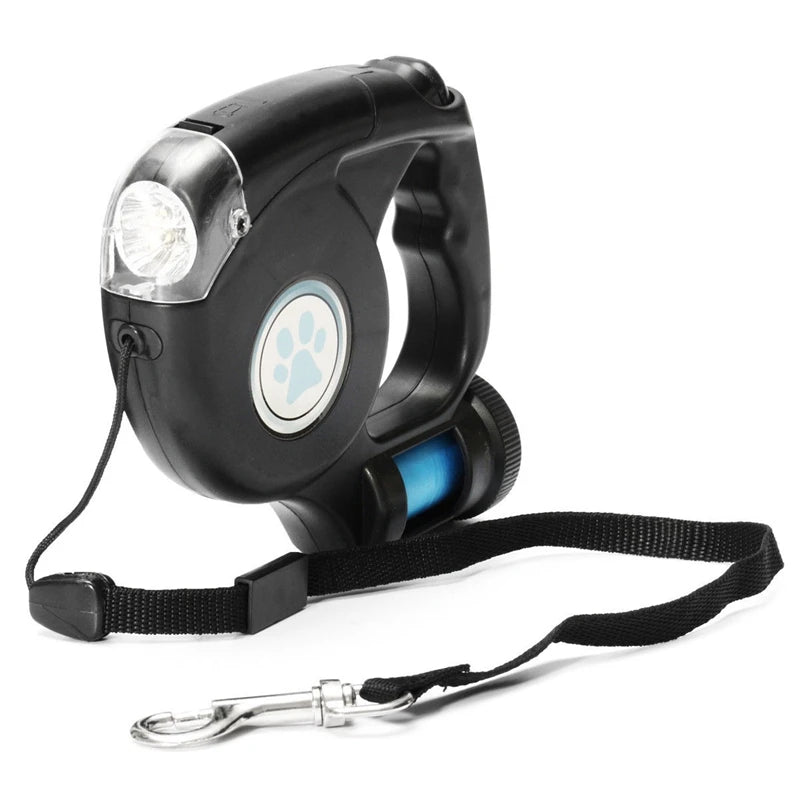 4.5M LED Pet Dog Leash Flashlight Extendable Retractable Pet Leashes Lead with Poop Bag for 45kg Large Dog Supplies