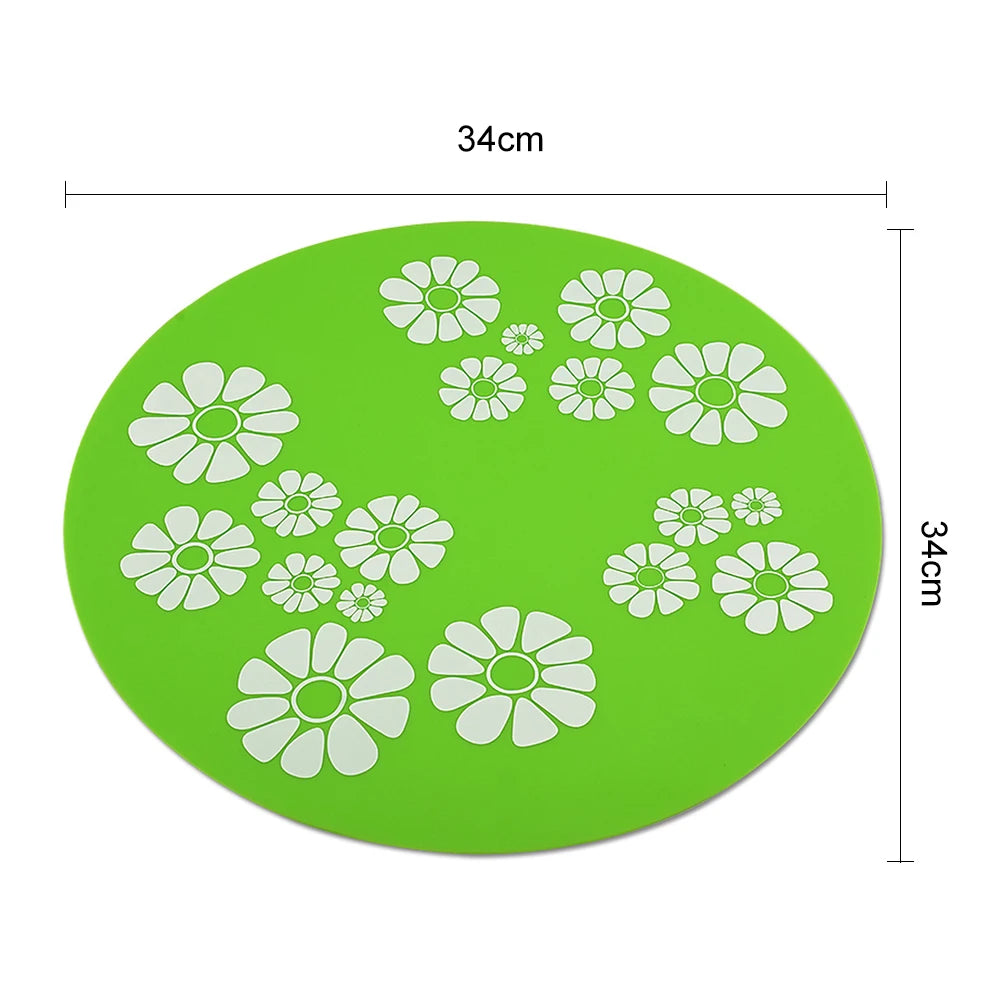 Silicone Pad Non-slip Mat for Automatic Cat Water Fountain Flower Print Silicone Pad for Dogs Cats Pet Dispenser Anti-slip Mat