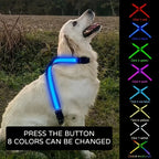 8 Colors LED Pet Vest Rechargeable - Keep Your Dog Safe and Visible at Night with Flashing Lights Suitable for Medium Large Dogs