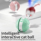Interactive Cat Ball Toy Automatic Rolling Ball Puzzle Cat Toy for Bored Cats Indoor Use with Pet LED Laser Indoor Training Tool