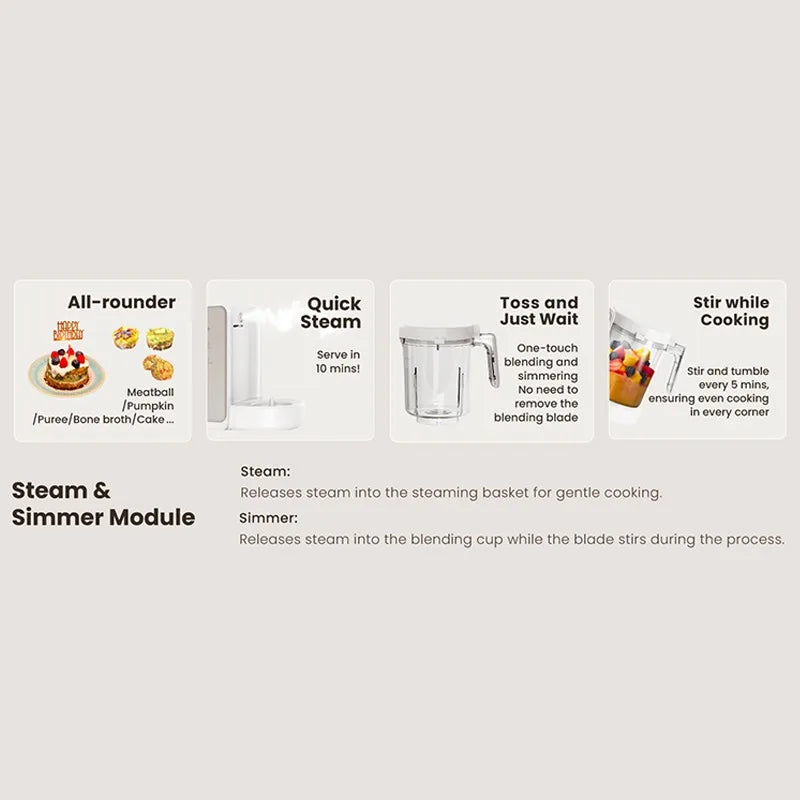 Multifunctional Household Small Electric Baby Food Processor Steaming and Cooking Machine Blender Complementary Food Machine