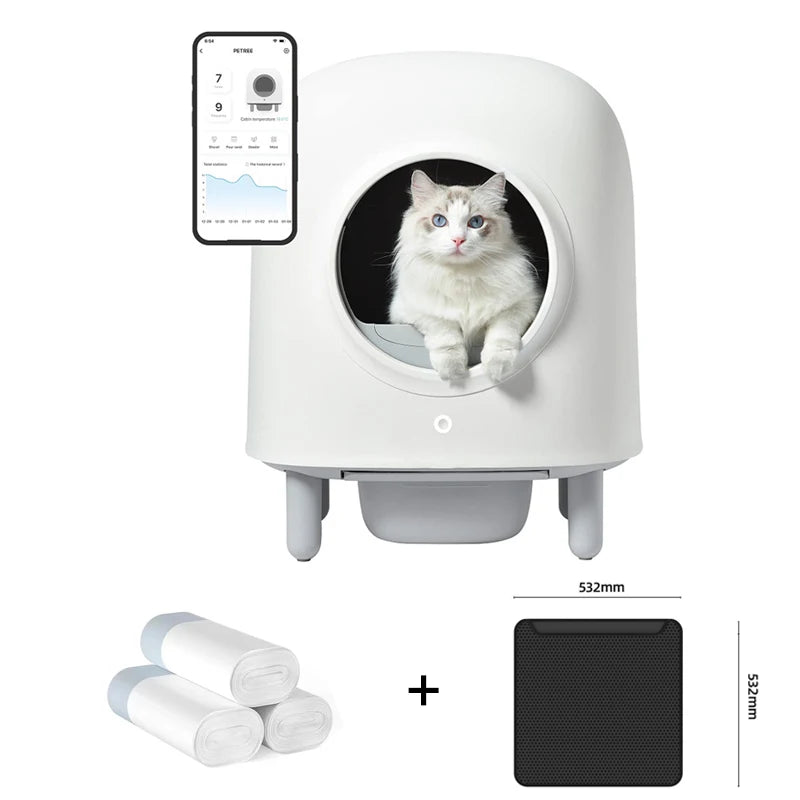 Petree Smart Cat Litter Box Automatic Self-cleaning cat Toilet Litter Box WIFI Remote Control Pet Tray Detachable Cat Toilet