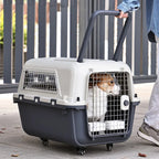 Luxury Large Pet Trolley Case Portable Plastic Dog Carrier Flight Crate with Large Capacity for Travel Cage