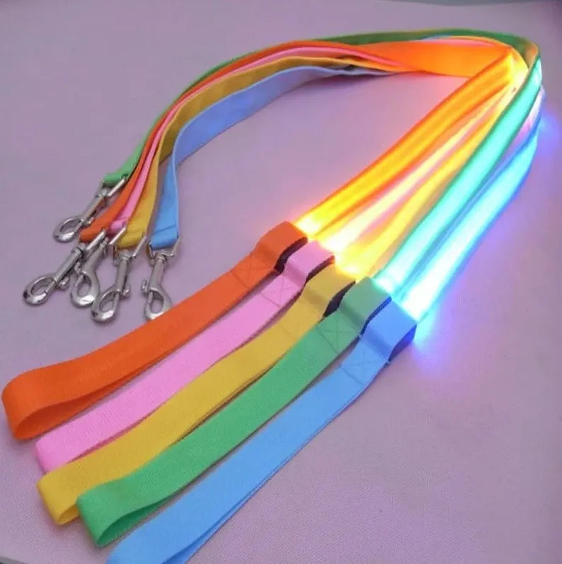 LED Dog Leash Light up Dog Leash USB Rechargeable Solid Nylon Webbing Glow Safety Standard Pet Leash for Dog Products