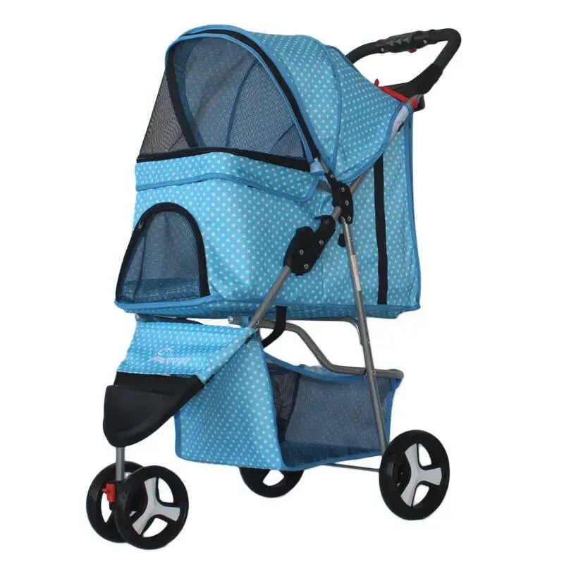 Dog Stroller Pet Trrolley for Small Medium Dogs Cats Foldable Dog Jogging Cage Travel Carrier with Cup Holder and Storage Basket
