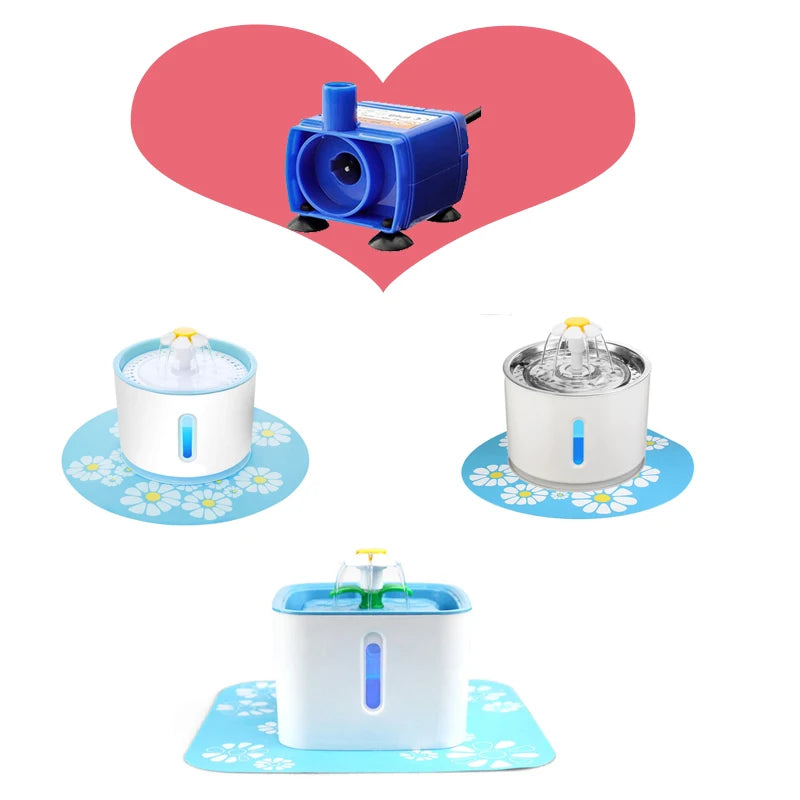 Automatic LED Light Pet Cat Water Fountain Pump Motor Plastic Automatic Power-Off Water Dispenser LED Light Cat Dog Drinking
