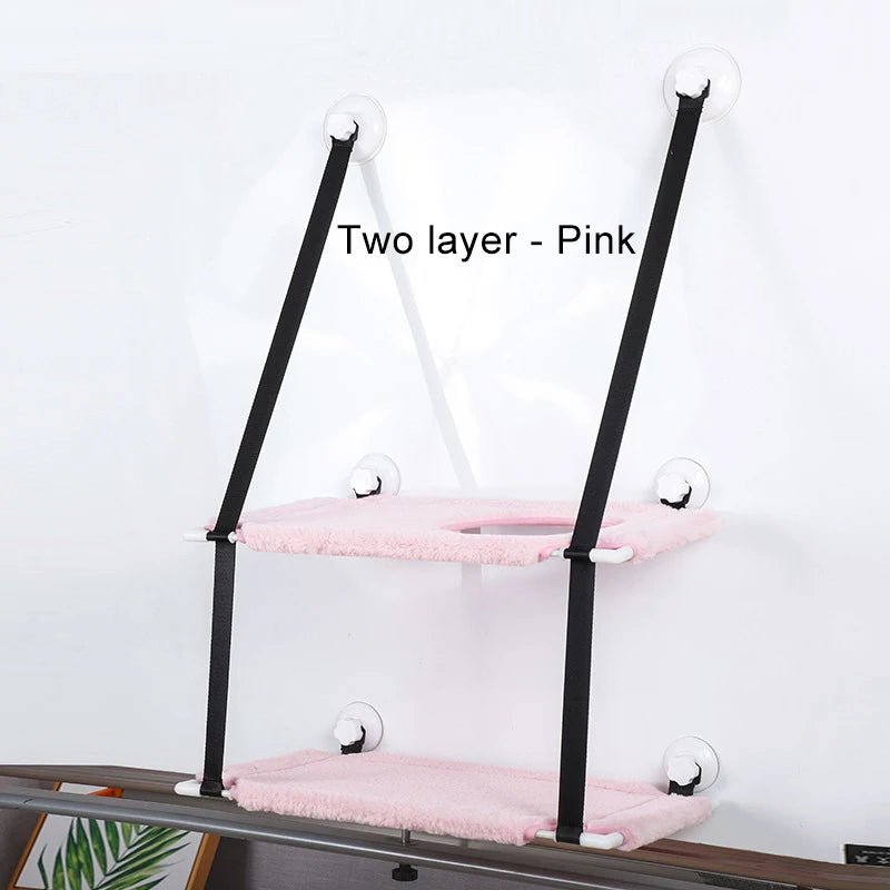 Double Layers Cat Hammock Window Indoor Cats Seat Shelves Kitten Limbing Frame Strong Suction Cups Bearing 25kg Cat Products