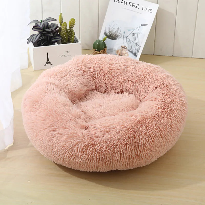 100CM Eco-Friendly Breathable Solid Plush Dog Bed with PP Cotton Material Round Design for Dogs