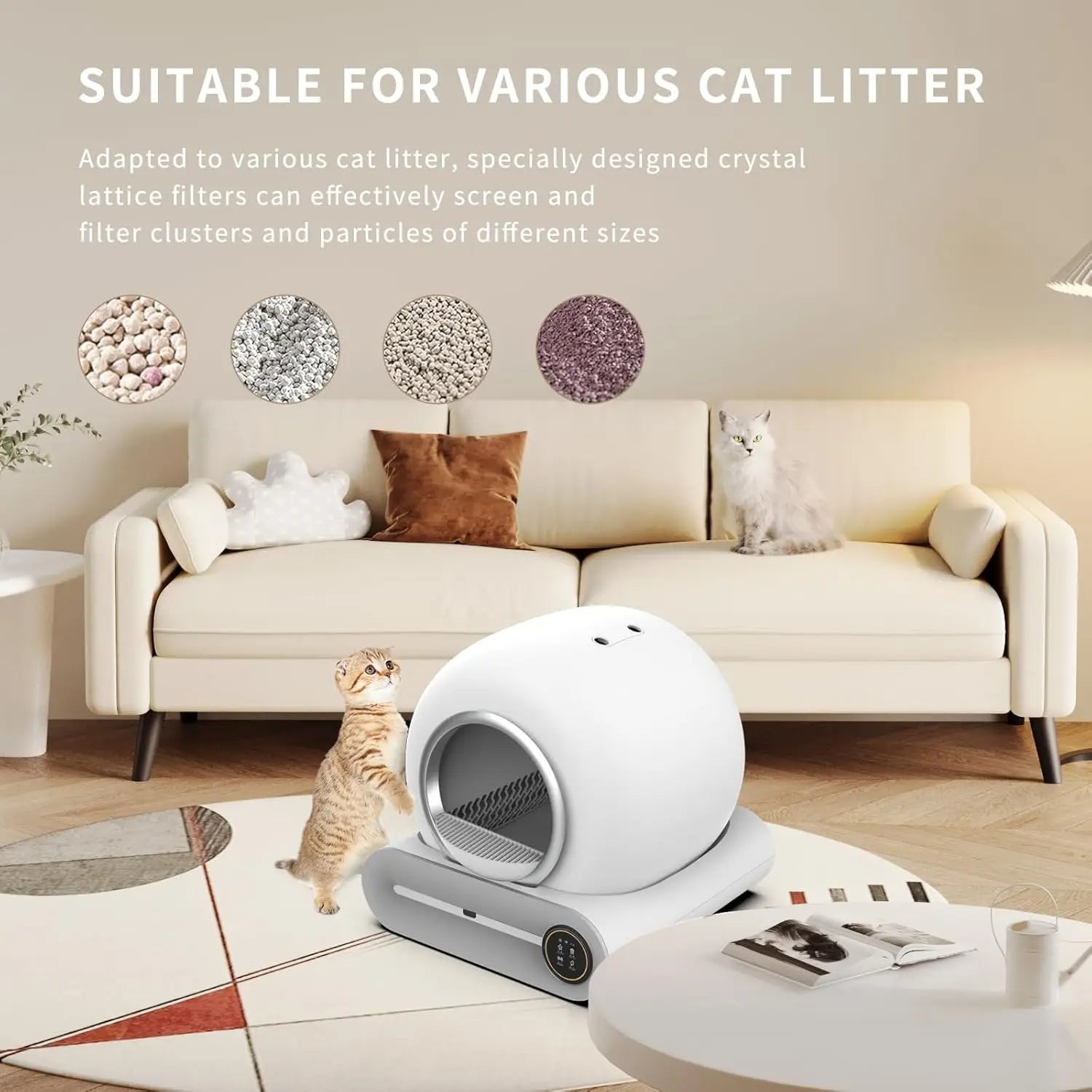 Tonepie Ti Pro Upgraded Version Automatic Cat Litter Box with APP Control 65L+9L Easy Clean Self-Cleaning Litter Box Cat Toilet
