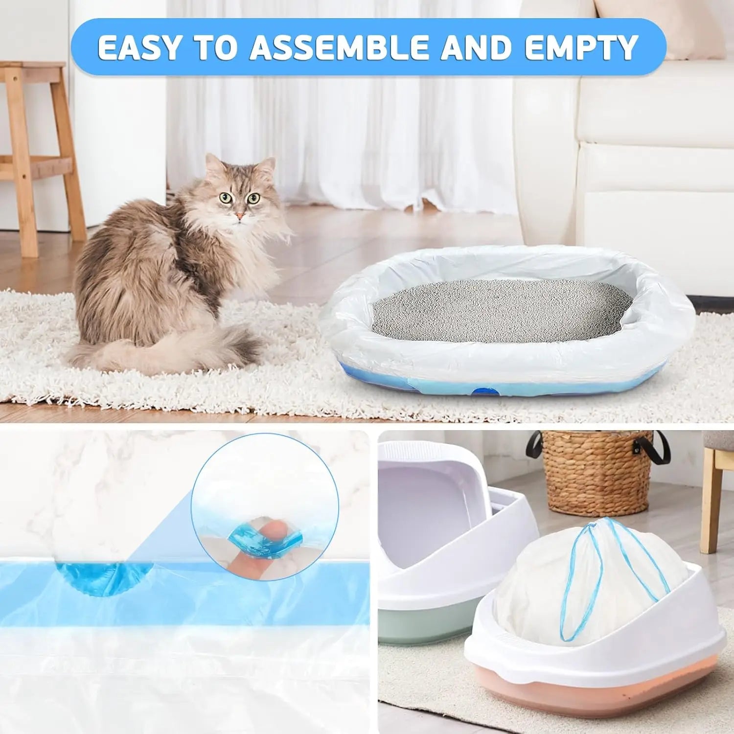 6 Rolls Pet Poop Bags for Neakasa M1 Smart Cat Toilet Cat Litter Box Garbage Bag Drawstring Thickened Storage Cat Poop Bags