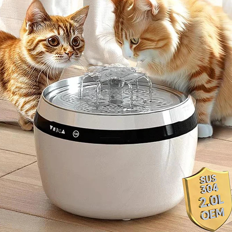 2025 New 2L OEM Smart Cat Water Fountain Touch Screen Heated Controllable Temperature Sensor Automatic Cat Water Dispenser