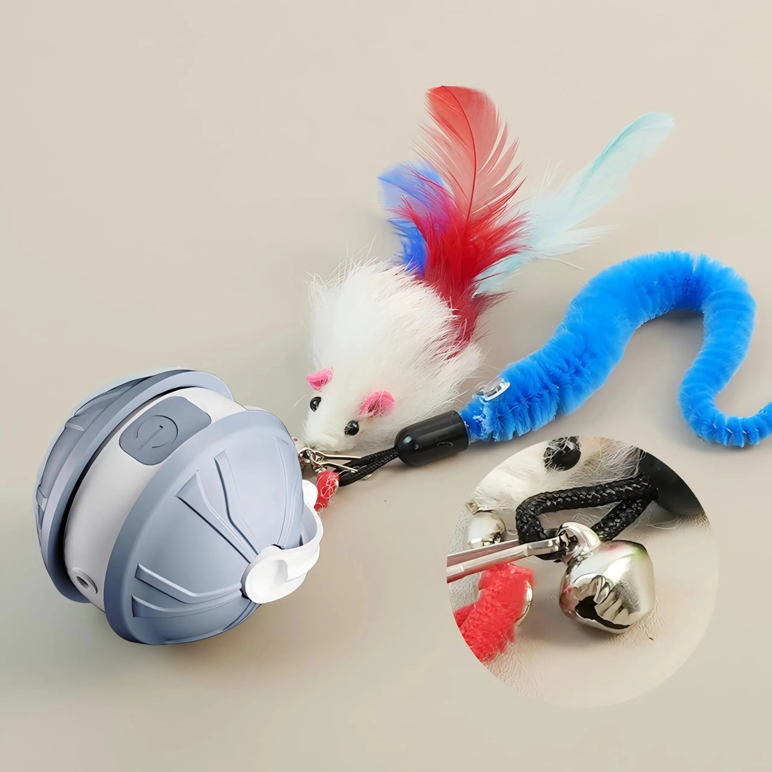 Interactive Cat Ball Toy Automatic Rolling Ball Puzzle Cat Toy for Bored Cats Indoor Use with Pet LED Laser Indoor Training Tool