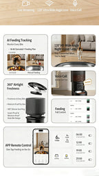 Whosale 4L Automatic Cat Feeder with Camera Pet Food Dispenser Smart Voice Recorder APP Control with Stainless Steel Bowl