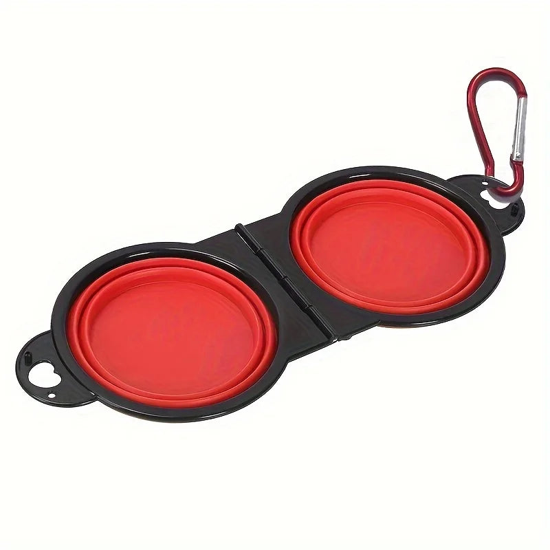 Collapsible Dog Bowls Dual Bowls Portable & Compact Feeding and Water Dish for Travel Hiking Camping Walking Pet Supplies