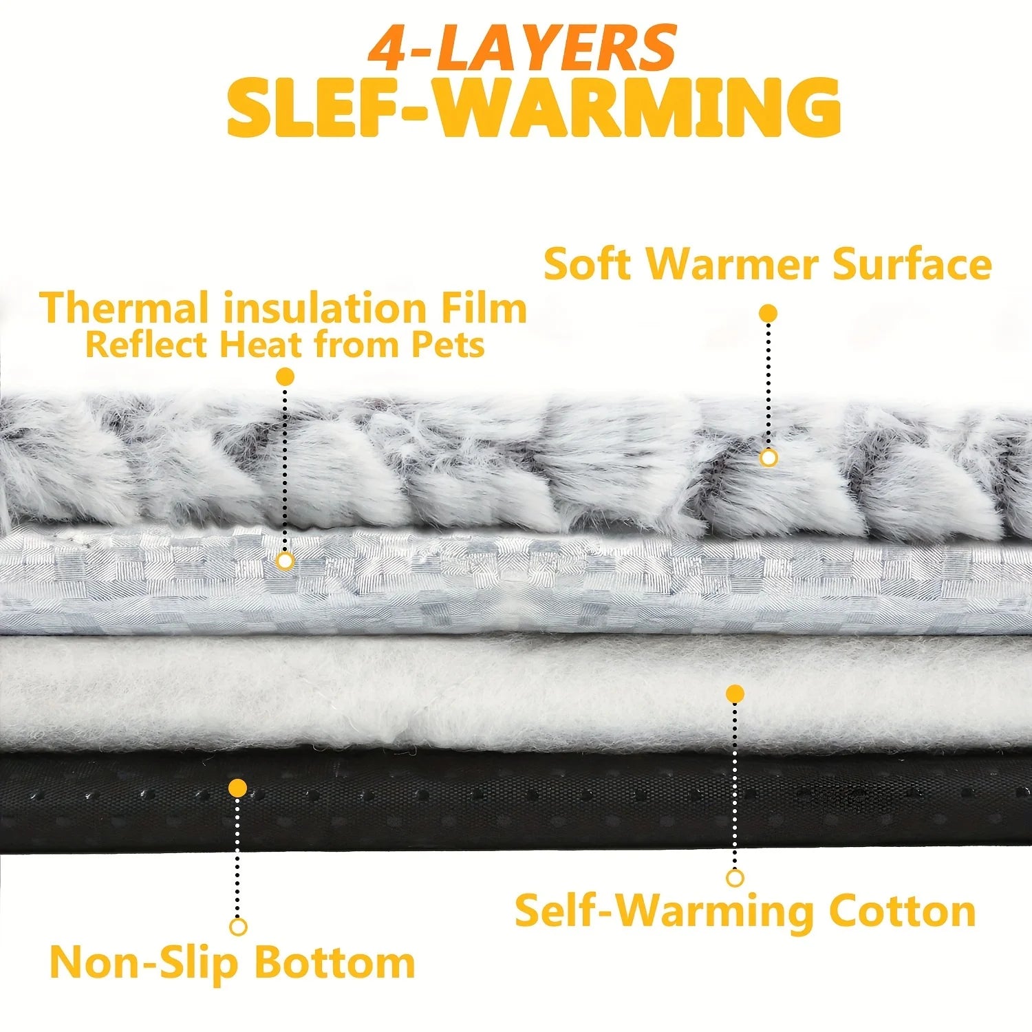 Luxurious Modern Self-Warming Cat Bed Winter Anti-Slip Solid Pattern Pet Heating Pad Soft Warm Dog Mat for Indoor Use