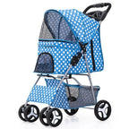 4 Wheels Pet Travel Trolley Cat Dog Jogger Stroller with Cup Holder and Storage Basket Pet Pushchair for Small Medium Cats Dogs