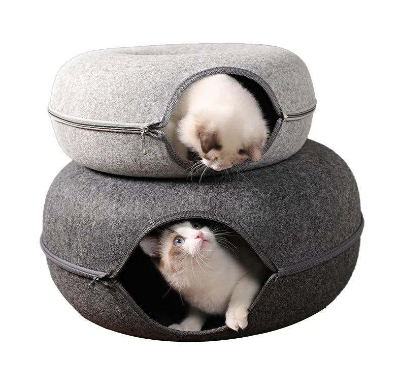 Cats House Basket Natural Felt Pet Toy Cat Tunnel Cave Beds Nest Funny Round Egg-Type with Mat for Small Dogs Puppy Pet Supplies