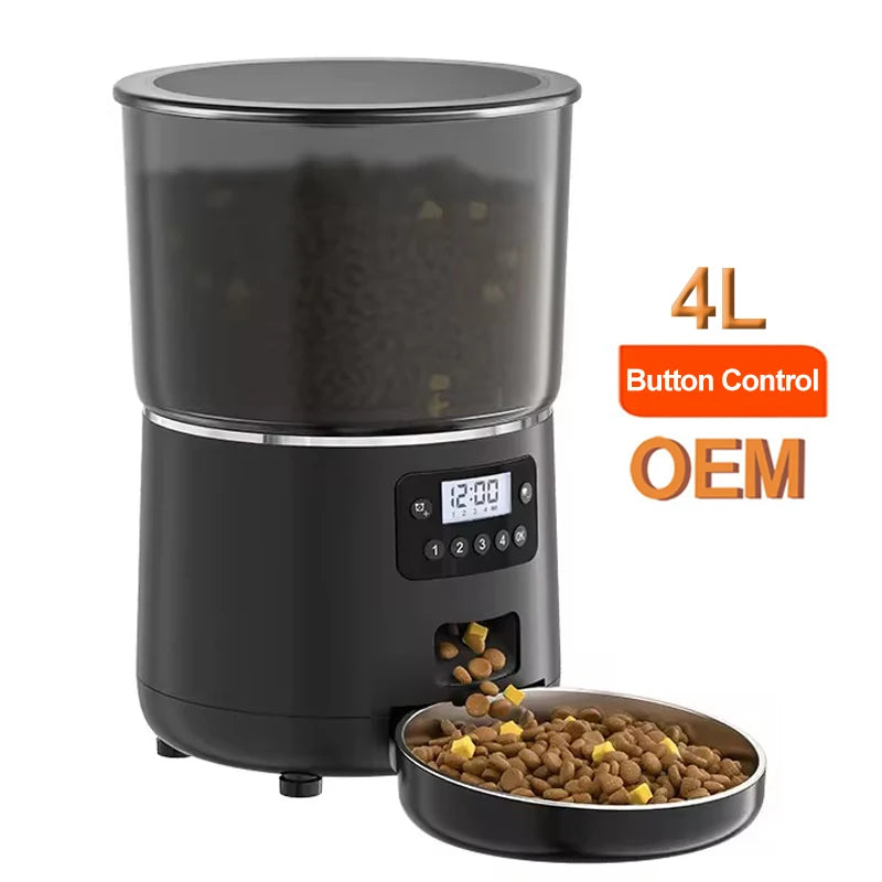 4L Automatic Cat Feeder Timed Food Dispenser Portable for Cats Patented Anti-Cockroach Design Easy Clean Ultra Quiet Pet Feeder