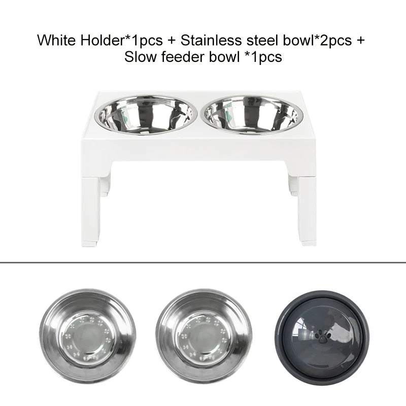 Elevated Dog Bowls with Slow Feeder Dog Bowl Stainless Steel Bowls Adjustable Pet Feeder Stand for Large Medium Dog Products